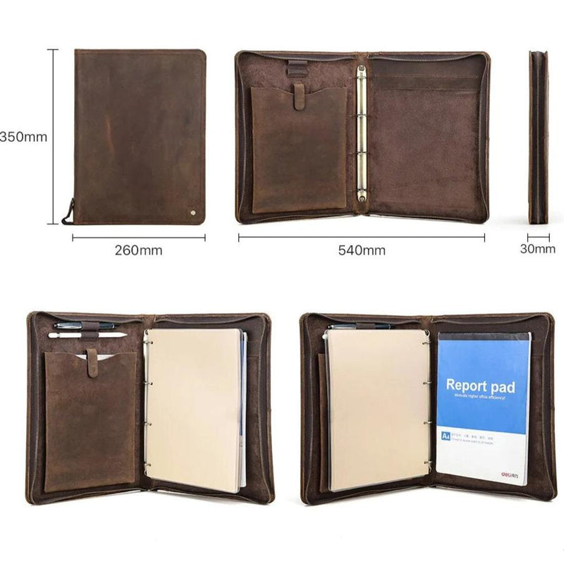 Porte-documents En Cuir Véritable Gusti Asher - Style Vintage, Marron - Pour Conférences, Voyages, Présentations