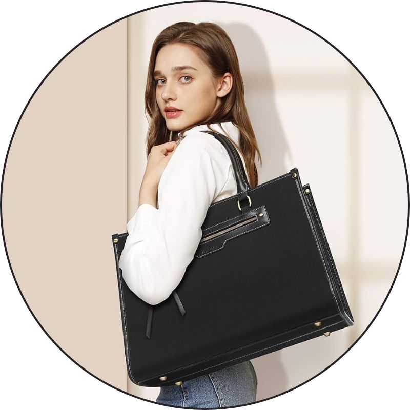 Sac Cabas Femme 2 En 1 Avec Pochette Amovible - Compatible Ordinateur 15,6" - Cuir PU, Dimensions 42x31x15 Cm - Pour Travail, études, Voyages
